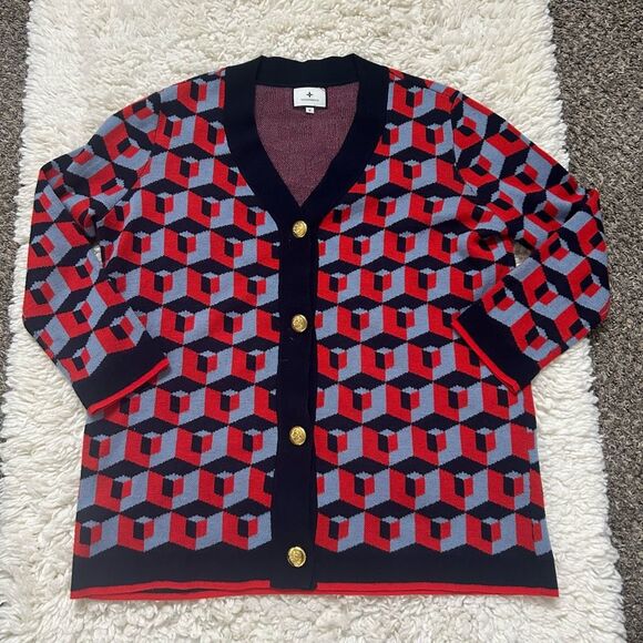 Tuckernuck Sweaters - Tuckernuck Wool Geometric Wool Lauren Cardigan Sweater Size Medium